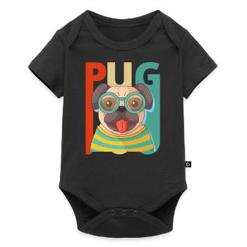 Vintage Retro Pug Dog Puppy. Year of the Dog Gifts - Baby Premium short-sleeve bodysuit - black - Front