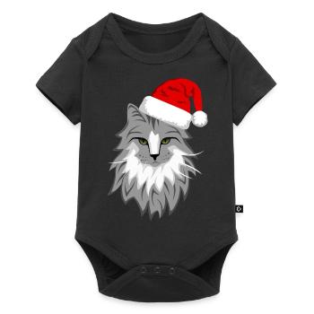 Graue Katze Weihnachten - Baby Premium Kurzarmbody - Schwarz - Vorne