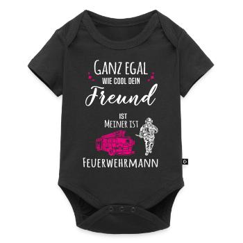 Mein Freund ist Feuerwehrmann - Baby Premium Kurzarmbody - Schwarz - Vorne