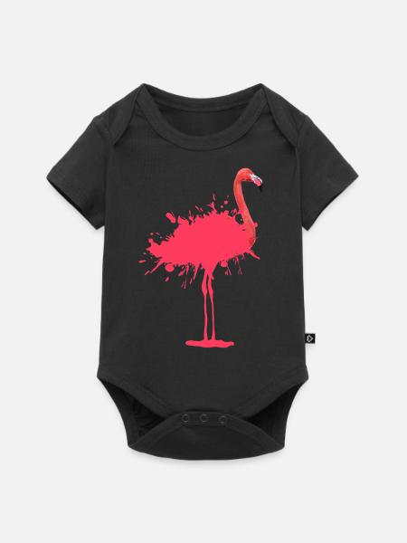 Flamingo - Farbklecks - Baby Premium Kurzarmbody - Schwarz