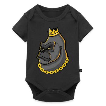 Gorilla King with crown - Baby Premium short-sleeve bodysuit - black - Front