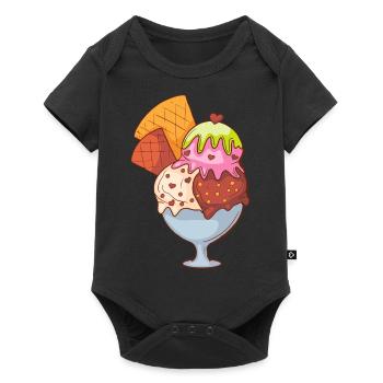 Crème glacée, crème glacée, crème glacée, crème glacée, boule, crème glacée, sundae - Body à manches courtes Premium Bébé - noir - Devant