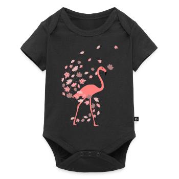 Flamingo dans les feuilles d'automne - Body à manches courtes Premium Bébé - noir - Devant