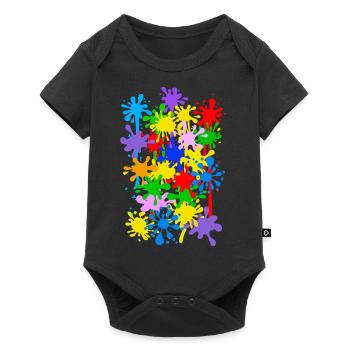 Karneval Kostüm Faschingskostüm Maler Farbkleckse - Baby Premium Kurzarmbody - Schwarz - Vorne