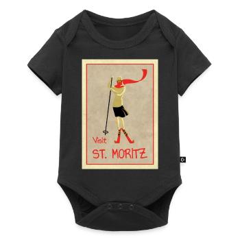 Vintage Retro Reise Plakat St Moritz - Baby Premium Kurzarmbody - Schwarz - Vorne