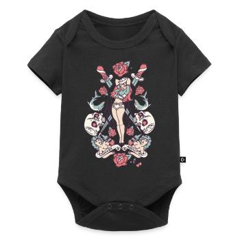 woman tattoo - Baby Premium short-sleeve bodysuit - black - Front