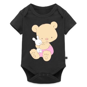 Teddy Bear with Toy Bunny - Body à manches courtes Premium Bébé - noir - Devant