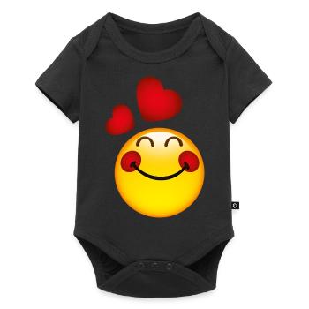 Smiley in Love - Baby Premium Kurzarmbody - Schwarz - Vorne