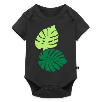 Deux MonsterAblättr / Two Monstera Leaves (2c) - Body à manches courtes Premium Bébé - noir - Devant