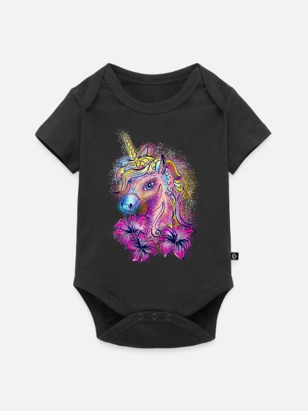 Unicorn, rainbow, fantasy, magic, horse, pony - Baby Premium short-sleeve bodysuit - black