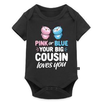 Rose ou bleu votre grand cousin vous aime - hiboux - Body à manches courtes Premium Bébé - noir - Devant