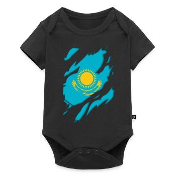 Motif déchiré du drapeau du Kazakhstan - Body à manches courtes Premium Bébé - noir - Devant
