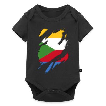 Comoros flag torn motif - Baby Premium short-sleeve bodysuit - black - Front