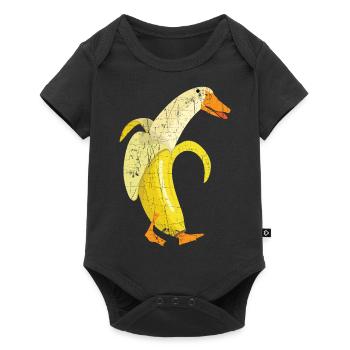 Funny Duck Banana Farm Animal Fruit Pun Design - Baby Premium short-sleeve bodysuit - black - Front