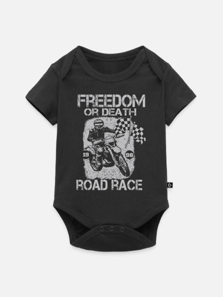 Motorrace Racing Enduro Journey Trip Freedom - Premium babyrompertje met korte mouwen  - zwart