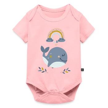 Baleine d’arc-en-ciel - Body à manches courtes Premium Bébé - rose - Devant