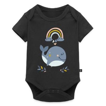 Baleine d’arc-en-ciel - Body à manches courtes Premium Bébé - noir - Devant