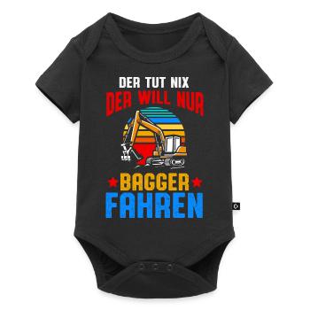 Der will nur Baggern Bagger fahren - Baby Premium Kurzarmbody - Schwarz - Vorne