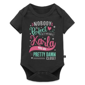 Karla Name – Nobody is perfect - Name Day Gift - Baby Premium short-sleeve bodysuit - black - Front