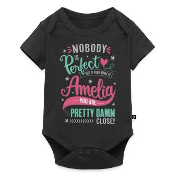 Amelia nom personne n'est parfait cadeau fille - Body à manches courtes Premium Bébé - noir - Devant