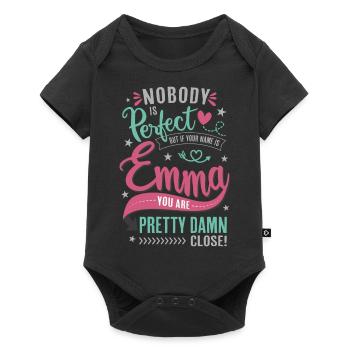 Emma Name - nobody is perfect - Name Day Gift - Baby Premium short-sleeve bodysuit - black - Front