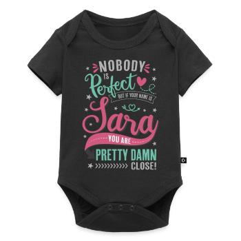 Sara Name - nobody is perfect - Name Day Gift - Baby Premium short-sleeve bodysuit - black - Front
