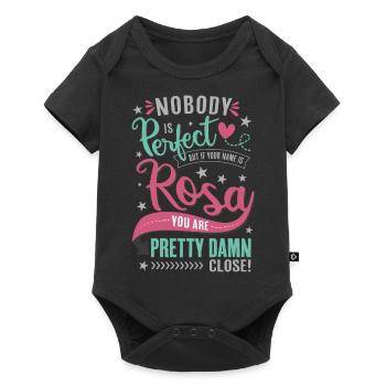 Rosa Name – Nobody is perfect - Name Day Gift - Baby Premium short-sleeve bodysuit - black - Front