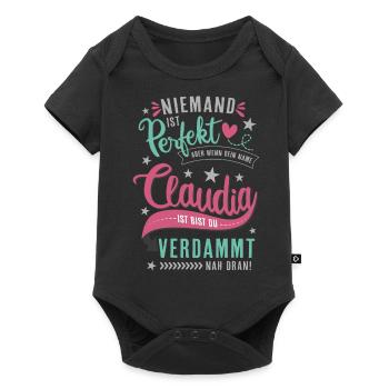 Claudia Vorname lustiger Spruch Namenstag Geschenk - Baby Premium Kurzarmbody - Schwarz - Vorne