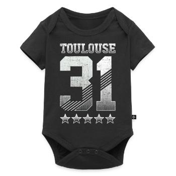 Toulouse 31, 5 étoiles, "Halftones" - Body à manches courtes Premium Bébé - noir - Devant