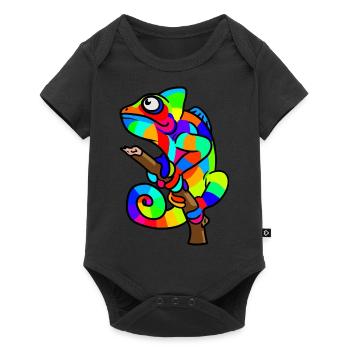 Caméléon coloré Coloré Enfants Enfants Bébé Zoo - Body à manches courtes Premium Bébé - noir - Devant