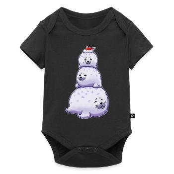 Chonky Seal Schneemann Weihnachten - Baby Premium Kurzarmbody - Schwarz - Vorne
