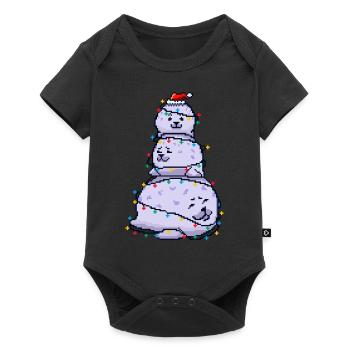 Chonky Seal Bonhomme de neige Lumières de Noël Pixel Art - Body à manches courtes Premium Bébé - noir - Devant