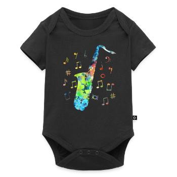 Bunt Saxophon-Musiker Saxophon Jazzmusik - Baby Premium Kurzarmbody - Schwarz - Vorne