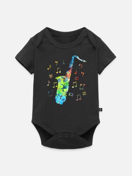 Bunt Saxophon-Musiker Saxophon Jazzmusik - Baby Premium Kurzarmbody - Schwarz