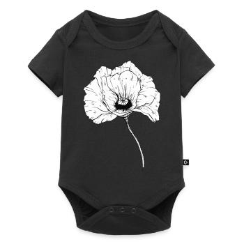 Mohn Pflanze Blume Schwarz Weiß - Baby Premium Kurzarmbody - Schwarz - Vorne
