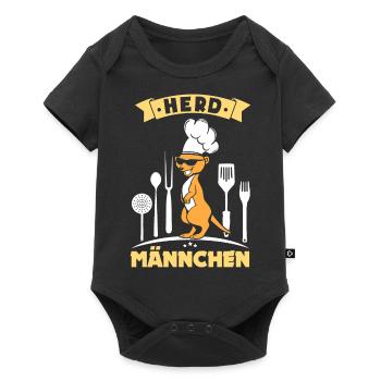 Erdmännchen als Koch und Herdmännchen - Baby Premium Kurzarmbody - Schwarz - Vorne