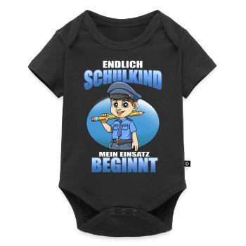 Einschulung Polizei Shirt - Einschulung Vorschule - Baby Premium Kurzarmbody - Schwarz - Vorne