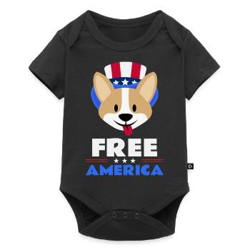 Free America - Dog - Baby Premium short-sleeve bodysuit - black - Front