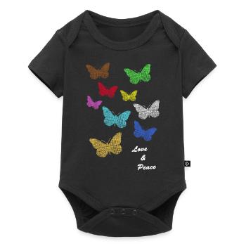 Bunte Schmetterlinge butterflies - Baby Premium Kurzarmbody - Schwarz - Vorne