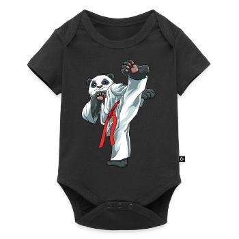 Niedlicher Karate-Panda - Karate Japanische - Baby Premium Kurzarmbody - Schwarz - Vorne