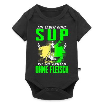 Leben Ohne SUP Grillen Ohne Fleisch Paddler - Baby Premium Kurzarmbody - Schwarz - Vorne