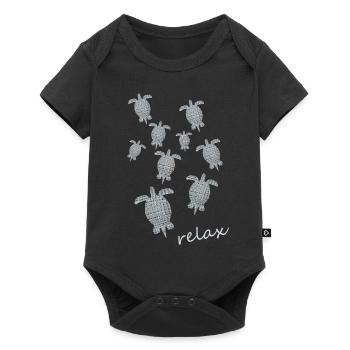 Schildkröte Turtle - Baby Premium Kurzarmbody - Schwarz - Vorne