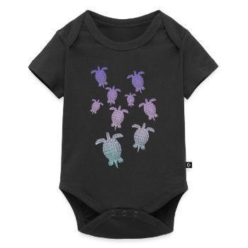 bunte Schildkröten Retro Style Vintage turtle - Baby Premium Kurzarmbody - Schwarz - Vorne