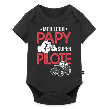 Cadeau papy meilleur pilote tracteur agriculteur - Body à manches courtes Premium Bébé - noir - Devant