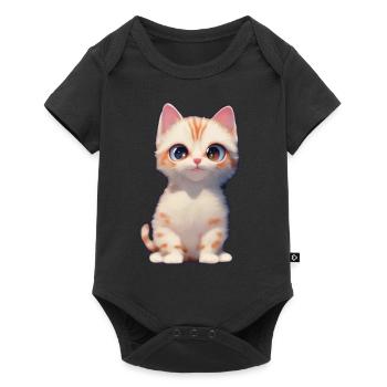 Little cat in white and orange - Baby Premium short-sleeve bodysuit - black - Front
