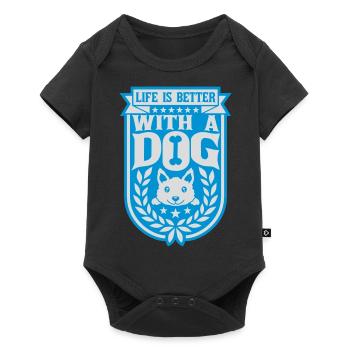 better with a dog - Baby Premium short-sleeve bodysuit - black - Front