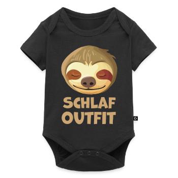 Schlafshirt Schlaf Faultier Schlafen Schlaf Shirt - Baby Premium Kurzarmbody - Schwarz - Vorne