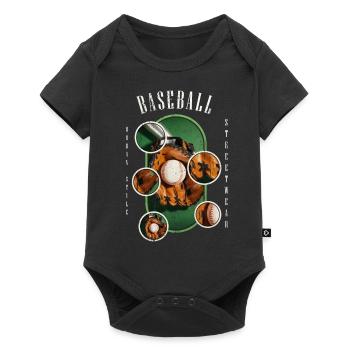 Baseball Ball Glove Bat Vintage Retro - Baby Premium short-sleeve bodysuit - black - Front