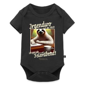 Bürohumor Sprüche-Design Feierabend und Faultier - Baby Premium Kurzarmbody - Schwarz - Vorne