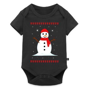 Bonhomme de neige Noël d’hiver - Body à manches courtes Premium Bébé - noir - Devant
